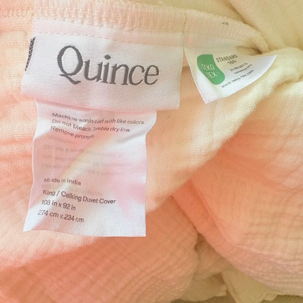 NWOT Quince Organic Cotton Airy Gauze Duvet Cover Set King/Cal King Creamy White